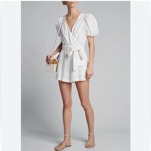 Alice + Olivia Paulina Puff Sleeve Romper Off White Size 0
